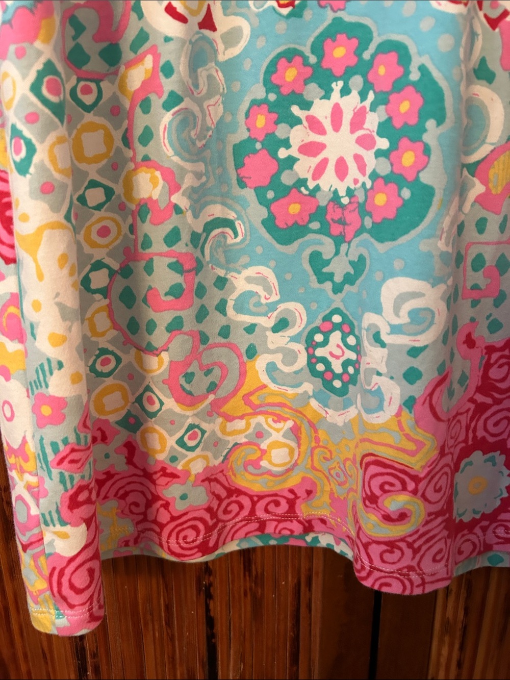 Talbots Pink & Turquoise Sleeveless Mosaic V-Neck Shift Dress - Picture 9 of 13